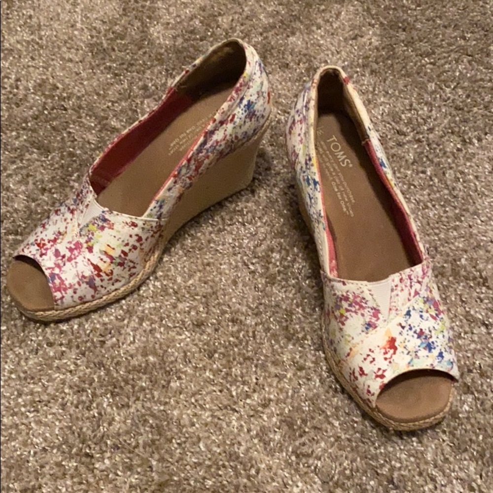 Toms Multicolored Paint Splatter Wedges